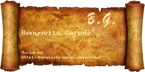 Benyovits Gergő névjegykártya